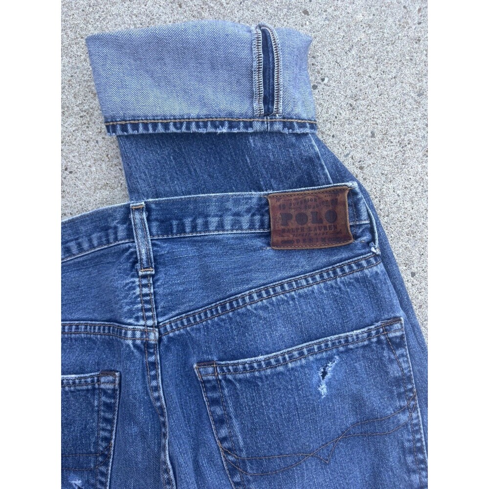 VTG Ralph Lauren POLO Authentic Y2K Redline Selvedge Denim Red RL Logo EUC 32X29